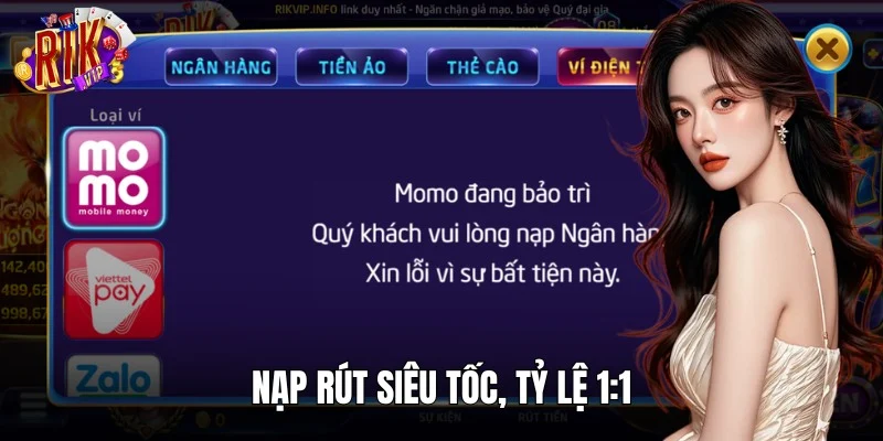 Quy trình nạp rút tiền siêu tốc với tỷ lệ quy đổi 1:1